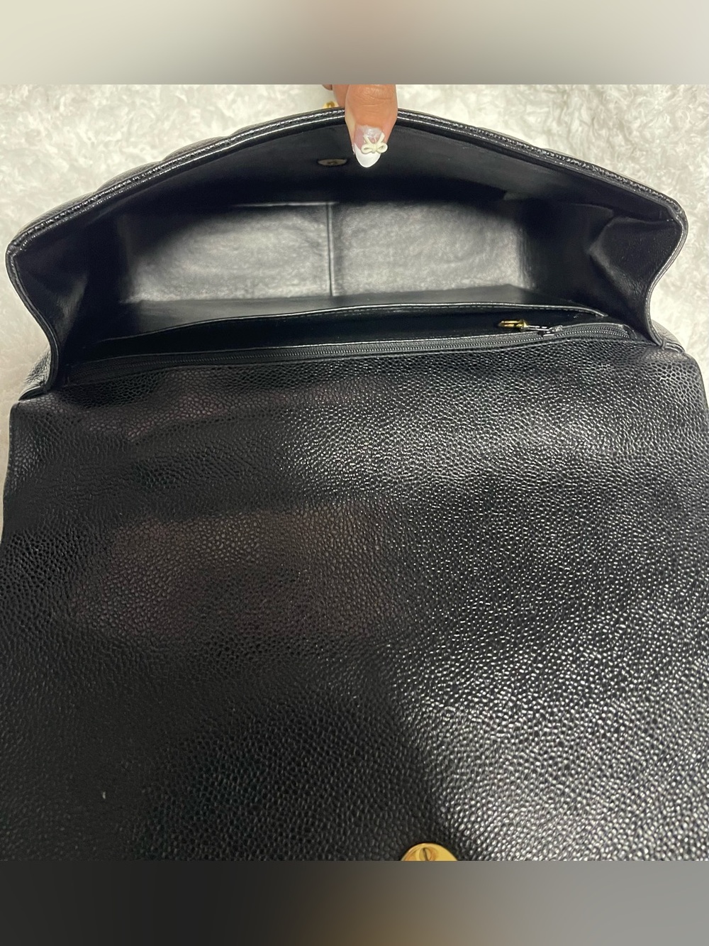 Authentic CHANEL Vintage Mademoiselle Kelly Black Caviar Bag - Picture 13 of 16